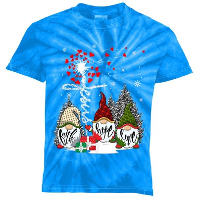 Jesus Faith Hope Love Xmas Christian Gnomes Dandelion Cool Gift Kids Tie-Dye T-Shirt