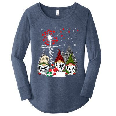 Jesus Faith Hope Love Xmas Christian Gnomes Dandelion Cool Gift Women's Perfect Tri Tunic Long Sleeve Shirt