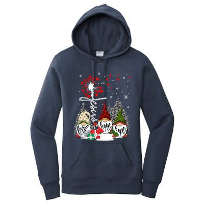 Jesus Faith Hope Love Xmas Christian Gnomes Dandelion Cool Gift Women's Pullover Hoodie