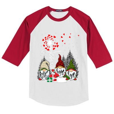 Jesus Faith Hope Love Xmas Christian Gnomes Dandelion Cool Gift Kids Colorblock Raglan Jersey