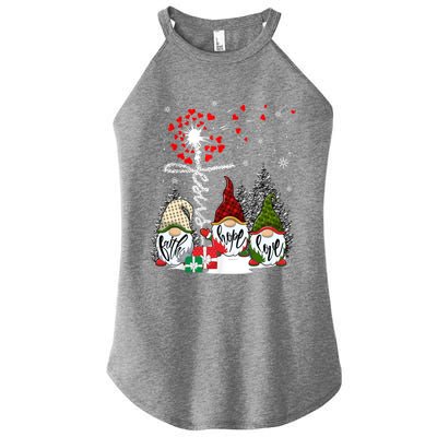 Jesus Faith Hope Love Xmas Christian Gnomes Dandelion Cool Gift Women's Perfect Tri Rocker Tank