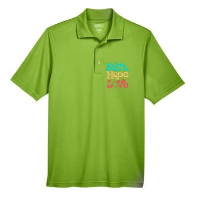 Jesus Faith Hope Love Retro Men's Origin Performance Piqué Polo