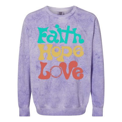 Jesus Faith Hope Love Retro Colorblast Crewneck Sweatshirt