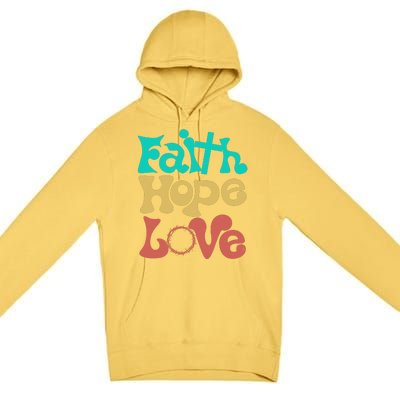 Jesus Faith Hope Love Retro Premium Pullover Hoodie