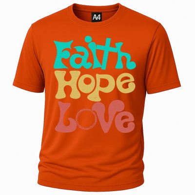 Jesus Faith Hope Love Retro Cooling Performance Crew T-Shirt