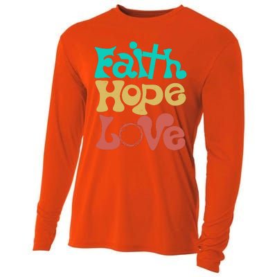 Jesus Faith Hope Love Retro Cooling Performance Long Sleeve Crew