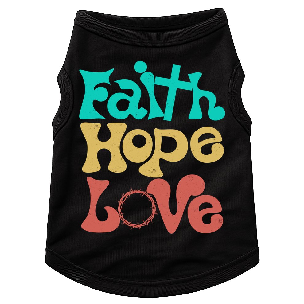 Jesus Faith Hope Love Retro Doggie Tank