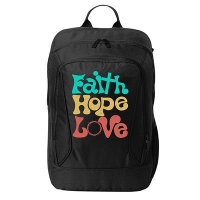 Jesus Faith Hope Love Retro City Backpack