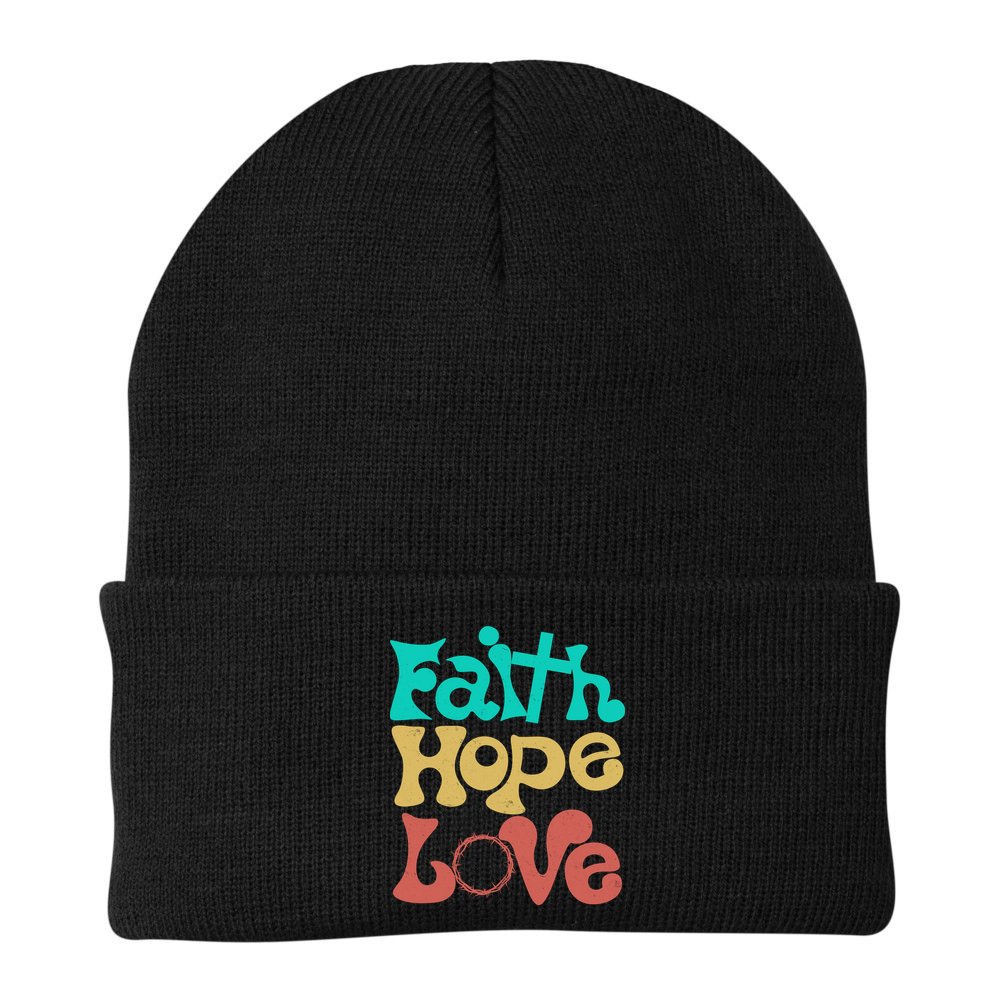 Jesus Faith Hope Love Retro Beanie