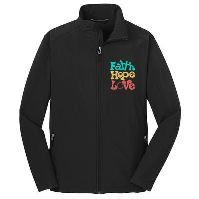 Jesus Faith Hope Love Retro Core Soft Shell Jacket