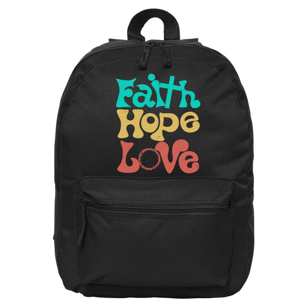 Jesus Faith Hope Love Retro 16 in Basic Backpack