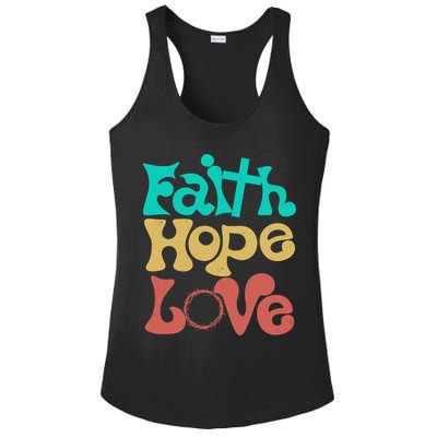 Jesus Faith Hope Love Retro Ladies PosiCharge Competitor Racerback Tank