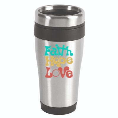 Jesus Faith Hope Love Retro 16oz Travel Tumbler