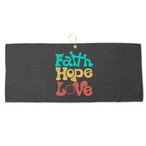 Jesus Faith Hope Love Retro Large Microfiber Waffle Golf Towel