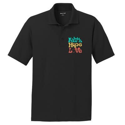 Jesus Faith Hope Love Retro PosiCharge RacerMesh Polo