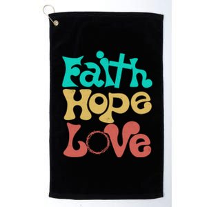 Jesus Faith Hope Love Retro Platinum Collection Golf Towel