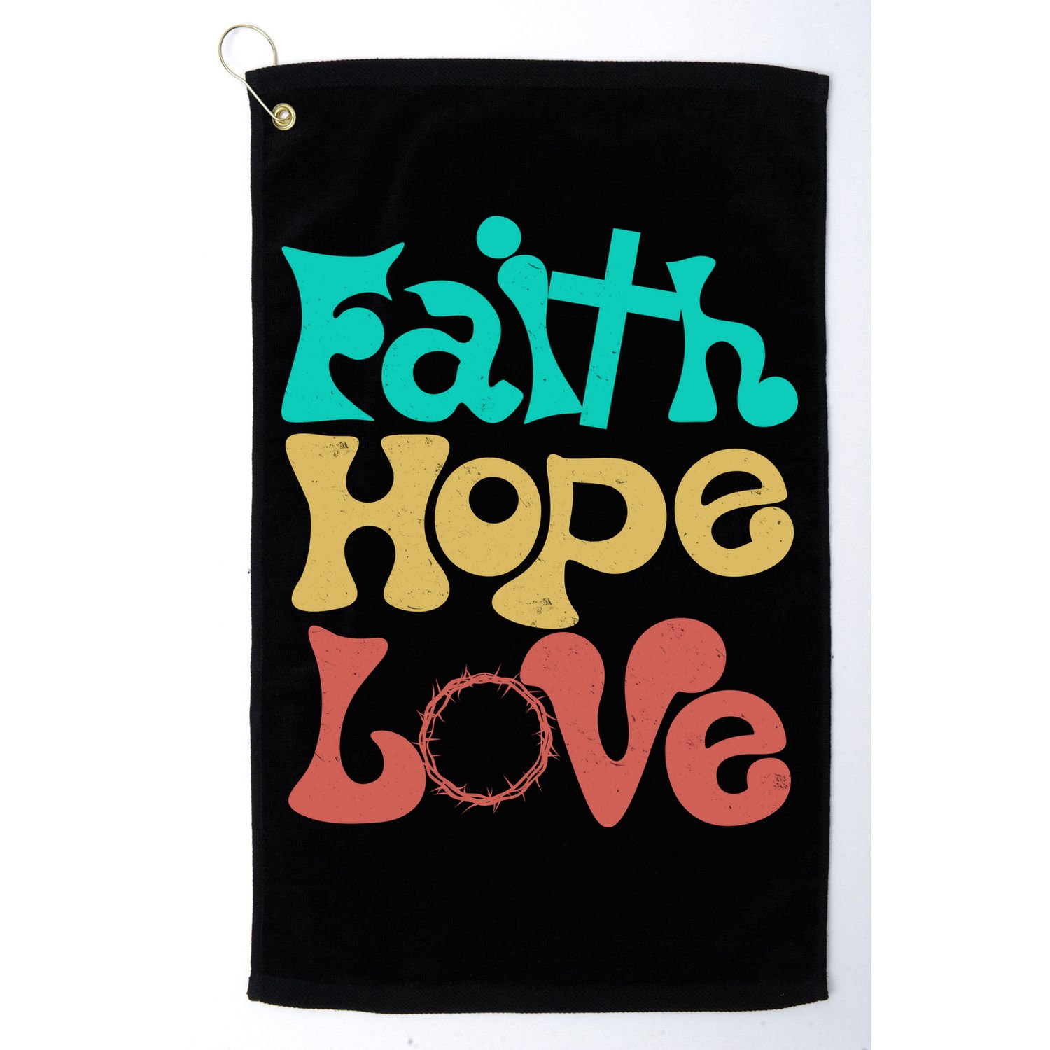 Jesus Faith Hope Love Retro Golf Towel