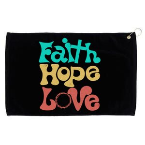 Jesus Faith Hope Love Retro Grommeted Golf Towel