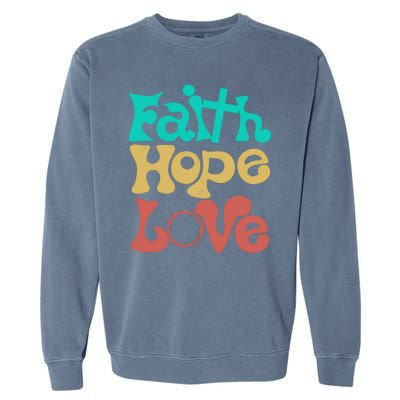 Jesus Faith Hope Love Retro Garment-Dyed Sweatshirt