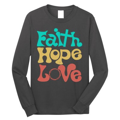 Jesus Faith Hope Love Retro Long Sleeve Shirt