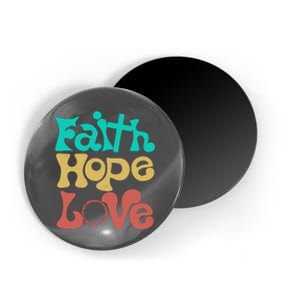 Jesus Faith Hope Love Retro Magnet