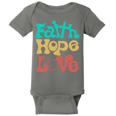 Jesus Faith Hope Love Retro Baby Bodysuit