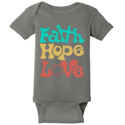 Jesus Faith Hope Love Retro Baby Bodysuit