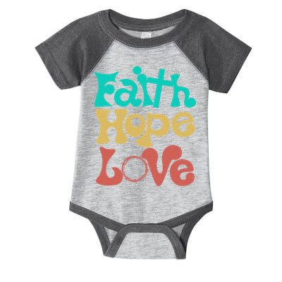Jesus Faith Hope Love Retro Infant Baby Jersey Bodysuit