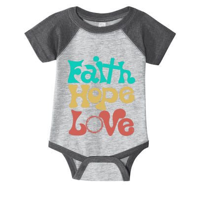 Jesus Faith Hope Love Retro Infant Baby Jersey Bodysuit