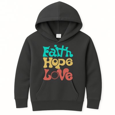 Jesus Faith Hope Love Retro Kids Hoodie
