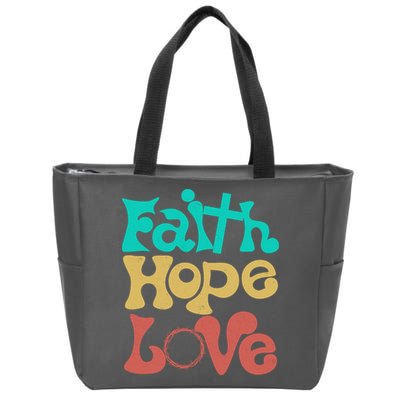 Jesus Faith Hope Love Retro Zip Tote Bag