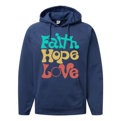 Jesus Faith Hope Love Retro Performance Fleece Hoodie