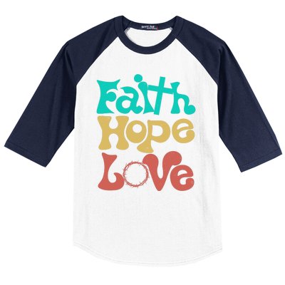 Jesus Faith Hope Love Retro Baseball Sleeve Shirt