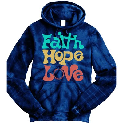 Jesus Faith Hope Love Retro Tie Dye Hoodie