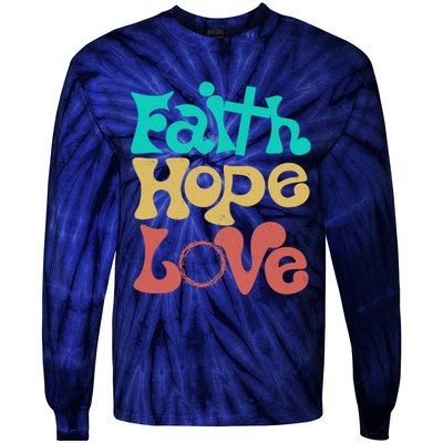 Jesus Faith Hope Love Retro Tie-Dye Long Sleeve Shirt