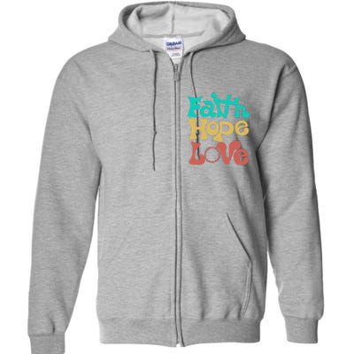 Jesus Faith Hope Love Retro Full Zip Hoodie