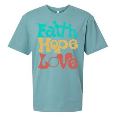 Jesus Faith Hope Love Retro Sueded Cloud Jersey T-Shirt