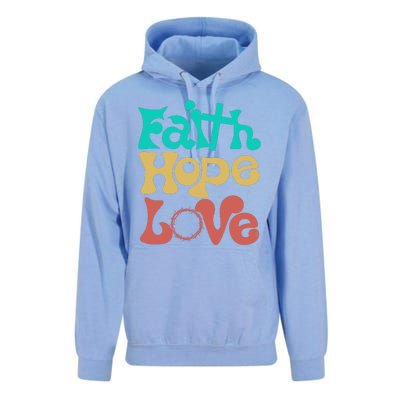 Jesus Faith Hope Love Retro Unisex Surf Hoodie