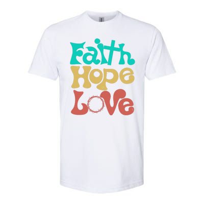 Jesus Faith Hope Love Retro Softstyle® CVC T-Shirt