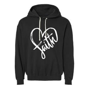 Jesus Faith Heart Christian Graphic Tees Garment-Dyed Fleece Hoodie