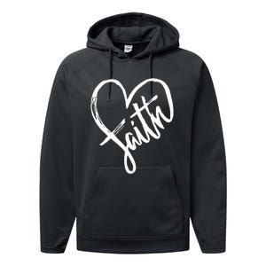 Jesus Faith Heart Christian Graphic Tees Performance Fleece Hoodie