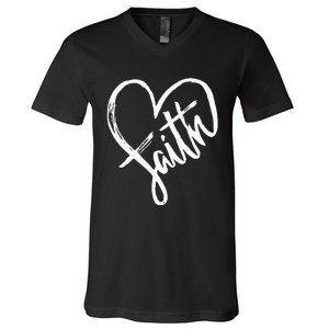 Jesus Faith Heart Christian Graphic Tees V-Neck T-Shirt