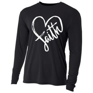 Jesus Faith Heart Christian Graphic Tees Cooling Performance Long Sleeve Crew