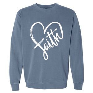 Jesus Faith Heart Christian Graphic Tees Garment-Dyed Sweatshirt