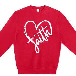 Jesus Faith Heart Christian Graphic Tees Premium Crewneck Sweatshirt