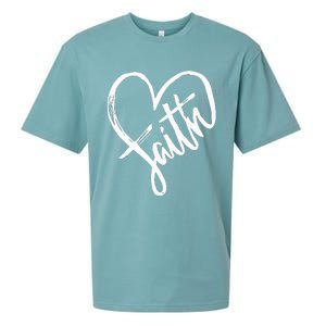 Jesus Faith Heart Christian Graphic Tees Sueded Cloud Jersey T-Shirt