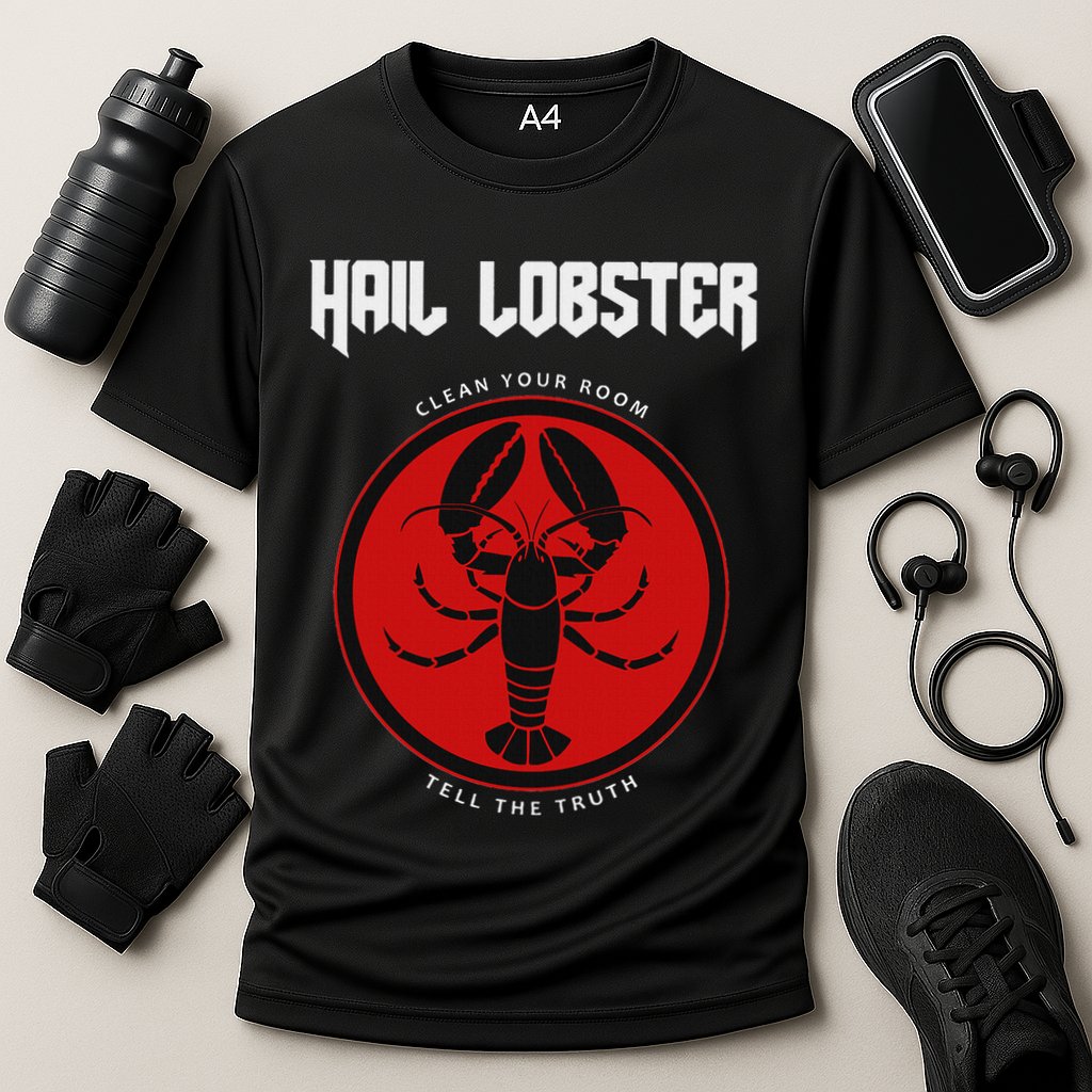 Jp Fan Hail Lobster S Adults Black Cotton 100 Cooling Performance Crew T-Shirt