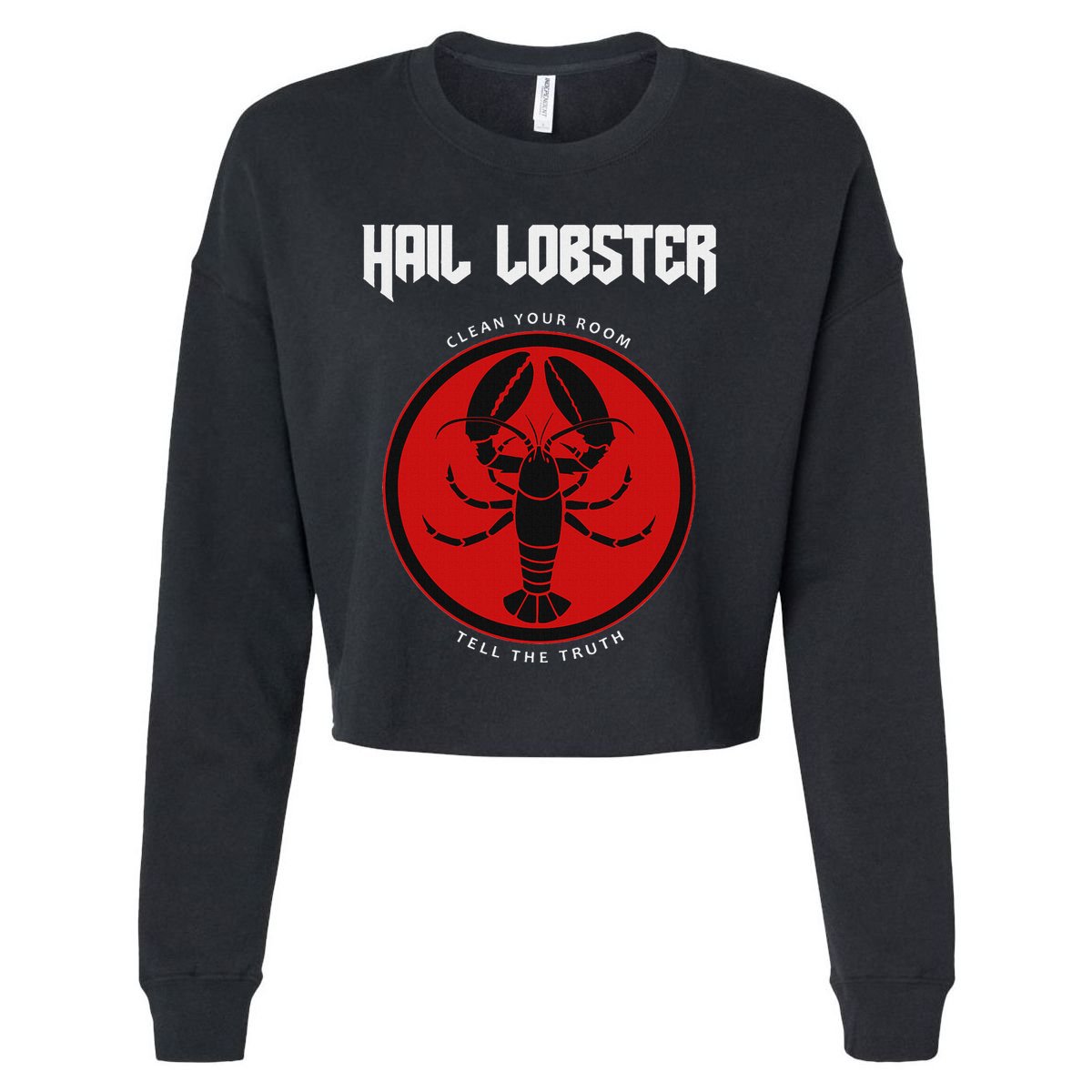 Jp Fan Hail Lobster S Adults Black Cotton 100 Cropped Pullover Crew