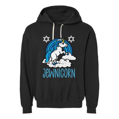 Jewnicorn Funny Hanukkah Unicorn Girls Women Ugly Garment-Dyed Fleece Hoodie