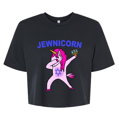 Jewnicorn Funny Hanukkah Hanukkah Pajamas Bella+Canvas Jersey Crop Tee